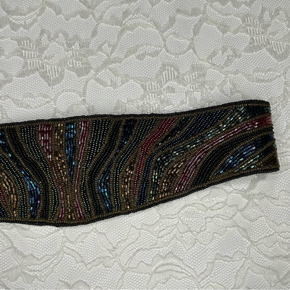 Vintage 80\'s Beaded Cumberbund Statement Belt Artsy Glamcore Fairy Witchy Goth main image 15